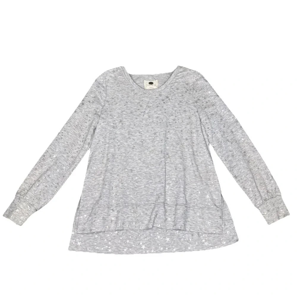 Cupio Blush Knit Pullover Lounge Set S Gray Stars Top Pants Cozy Comfort Sparkle
